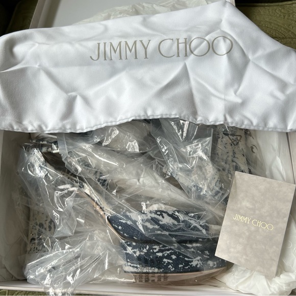 NWT Jimmy Choo Peachy 105 Bleached Denim Size 38.5 - Picture 10 of 15